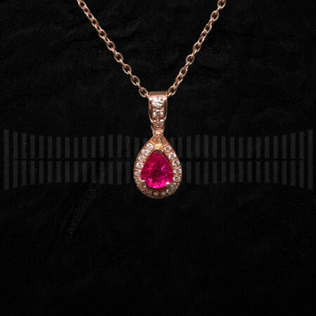 Colgante en Oro Rosa con Rubí y Diamantes Brillantes