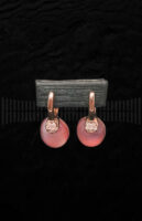 Pendientes en Oro Rosa con Diamantes y Piedra Luna