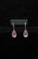 Pendientes en Oro Rosa con Diamantes y Piedra Rosa