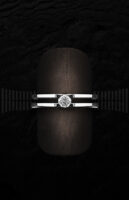 Sortija Solitario de Oro Blanco con Diamantes