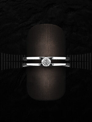 Sortija Solitario de Oro Blanco con Diamantes