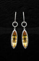 Pendientes de Oro Blanco con Diamantes y Citrino