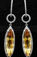 Pendientes de Oro Blanco con Diamantes y Citrino