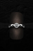 Sortija Solitario de Oro Blanco con Diamantes