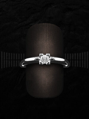 Sortija Solitario de Oro Blanco con Diamantes