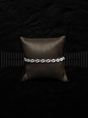 Pulsera de Oro Blanco Mate y Brillo