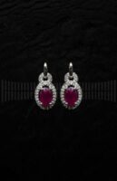 Pendiente Oro Blanco rubí y brillantes