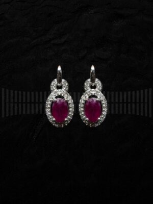 Pendiente Oro Blanco rubí y brillantes