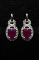 Pendiente Oro Blanco rubí y brillantes