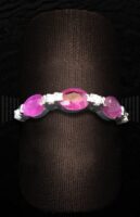 Sortija de Oro Blanco con brillantes rosas