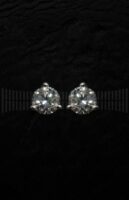 Pendientes Chatón Oro Blanco Brillante 3 garras