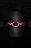 Sortija oro rosa cuarzo rosa amatista y brillantes