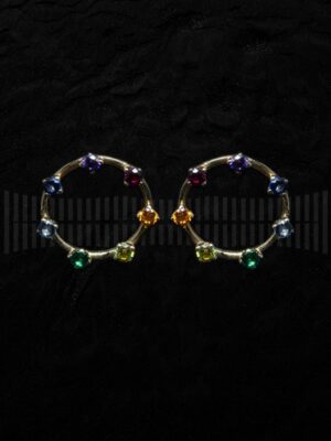 LEC GB103OA00-PENDIENTE ORO AMARILLO PIEDRA COLOR-detalle