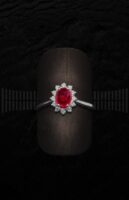 Sortija Oro blanco Rubí brillantes