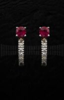 Pendiente Oro Blanco brillantes y rubí