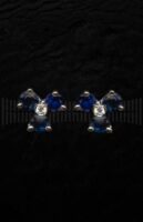 Pendiente Oro blanco zafiro y brillante