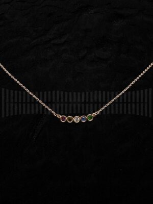 Gargantilla Oro Rosa Brillantes y Piedra Color