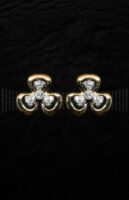 Pendientes trébol oro amarillo y brillantes