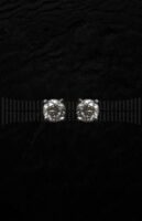 Pendientes Chatón Brillante Oro Blanco 4 garras