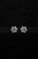 Pendientes Chatón Oro Blanco Brillante 6 garras