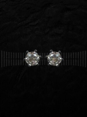 Pendientes Chatón Oro Blanco Brillante 6 garras