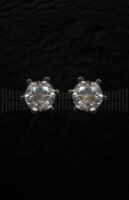 Pendientes Chatón Oro Blanco Brillante 6 garras