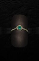 Sortija Roseta Oro Amarillo Brillantes con Esmeralda