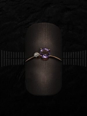 Sortija Oro Rosa Diamante y Amatista