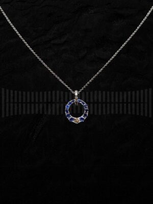 Gargantilla Oro Blanco Brillantes y Zafiros