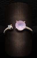 Sortija brillantes y cuarzo rosa