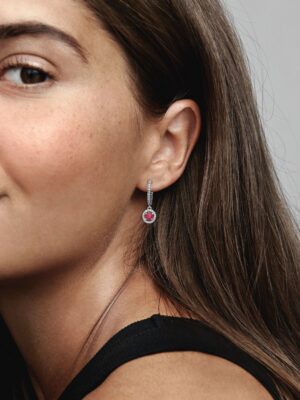 Pendientes de Aro Circulo Rojo Brillante