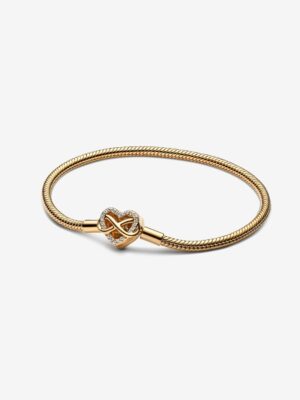 Pulsera de Cadena de Serpiente con Cierre de Corazón Infinito Brillante