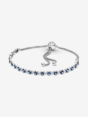 Pulsera Brillos Azules y Transparentes Cierre Deslizante