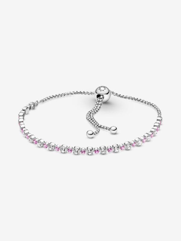 Pulsera rosa y transparente brillante con cierre deslizante