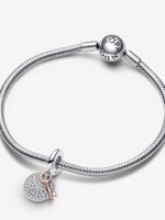 Charm Colgante Doble Llave a la Felicidad en Dos Tonos