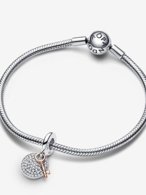 Charm Colgante Doble Llave a la Felicidad en Dos Tonos