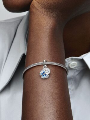 Charm Colgante Doble Mariposa Azul y Cita