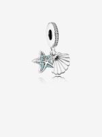Charm colgante en plata de ley Estrella de Mar Tropical y Concha