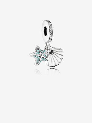 Charm colgante en plata de ley Estrella de Mar Tropical y Concha