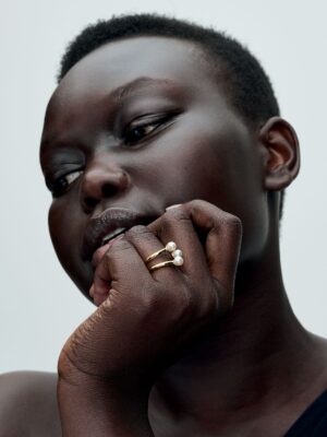 Anillo Abierto Perla Cultivada de Agua Dulce Tratada