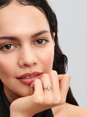 Anillo Halo Ovalado Grabable