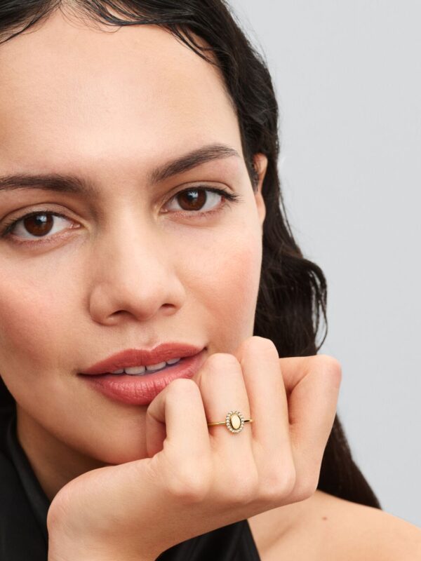 Anillo Halo Ovalado Grabable