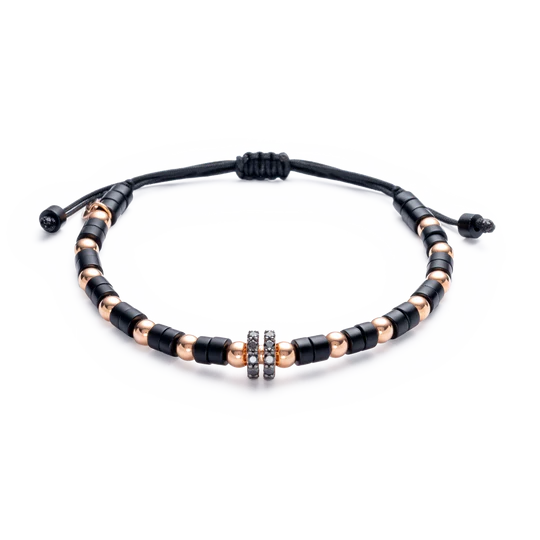 Colección Wolf Small Bracelets, Diamante Negro 0.48 Ct, Onix, Macramé