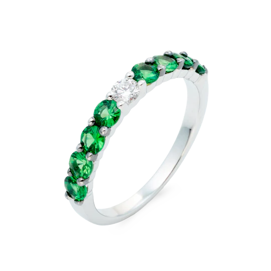 Colección Classic, Diamante 0.11 Ct, Tsavorita, Alianza