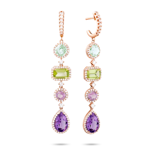 Colección Iconic, Diamante 1.33 Ct, Prasiolita, Peridoto Y Amatista, Colgantes