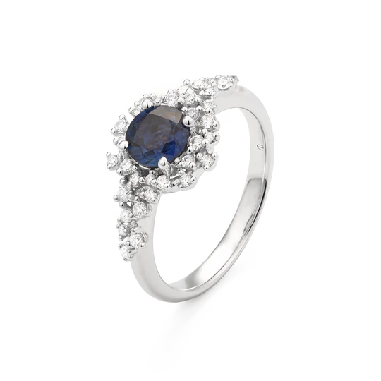 Colección Princess, Diamante 0.27 Ct, Zafiro, Botón