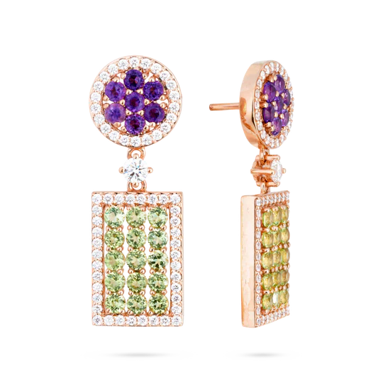 Colección Brave, Diamante 1.13 Ct, Peridoto Y Amatista, Colgantes