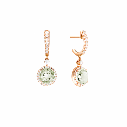 Colección Sunset, Diamante 0.64 Ct, Prasiolita, Colgantes