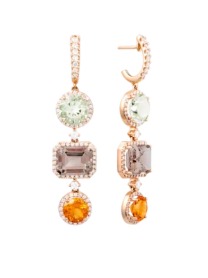 Colección Iconic, Diamante 1.29 Ct, Prasiolita, Citrino Y Cuarzo Fume, Colgantes