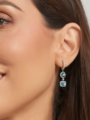 Colección Iconic, Diamante 0.81 ct, topacio y london blue, colgantes